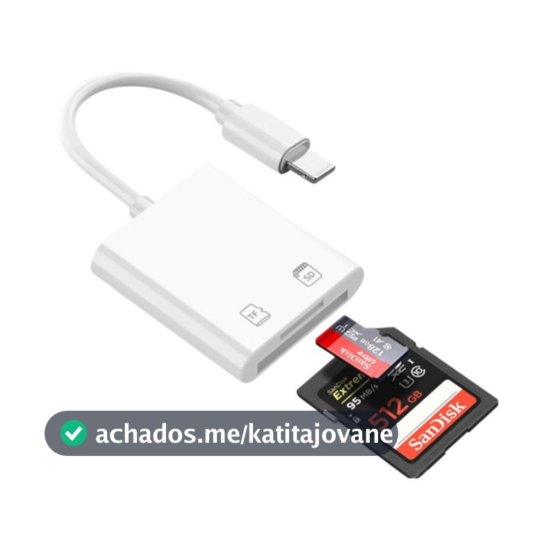 Adaptador Lightning Leitor Cartão Sd Tf iPhone 11 X 8 iPad