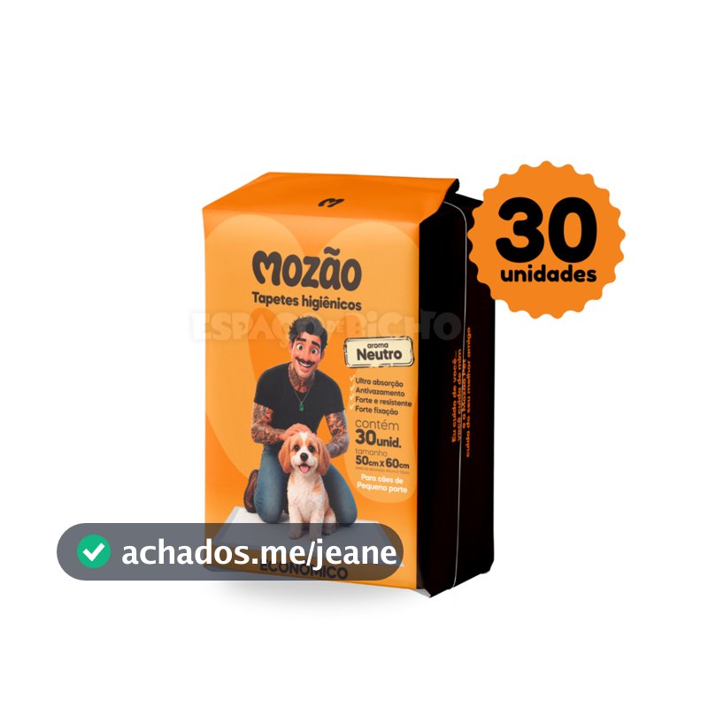 Kit Tapete Higiênico Mozão Aroma Neutro 50cm x 60cm 30unidades