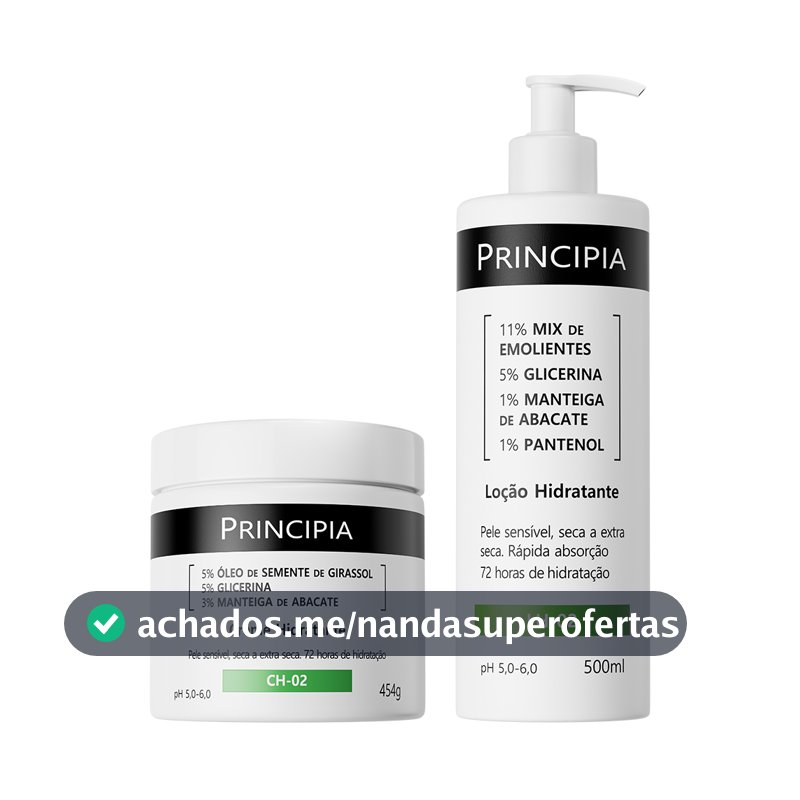 Principia Kit Hidratação Corporal Dupla c/ Loção Hidratante LH-02 500ml + Creme Hidratante CH-02 454g