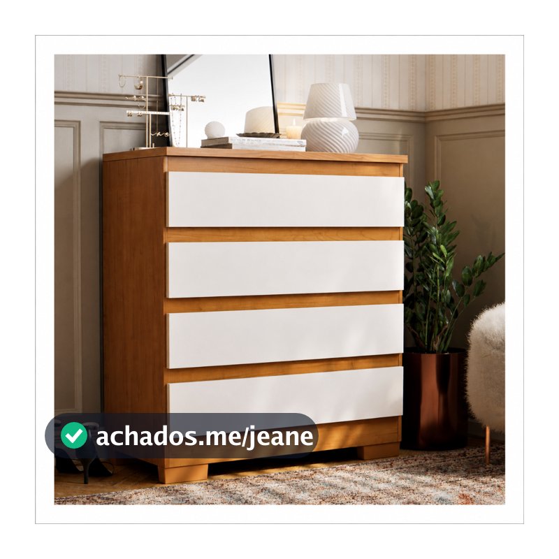 Cômoda 4 Gavetas Para Quarto MDF Corrediças Telescópicas E Pés Multiuso Roupas Resistente Imperial