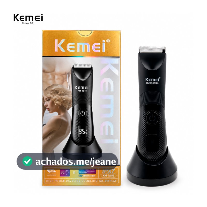 Kemei - 1840 Máquina de Corte Para Cabelo Lâminas de Ceramica Display Led Bivolt