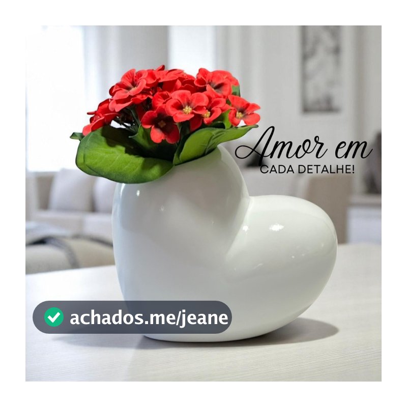 Vaso Coração Enfeite Cerâmica Decoração Flores Festa Mesa Luxo Arranjo Casa