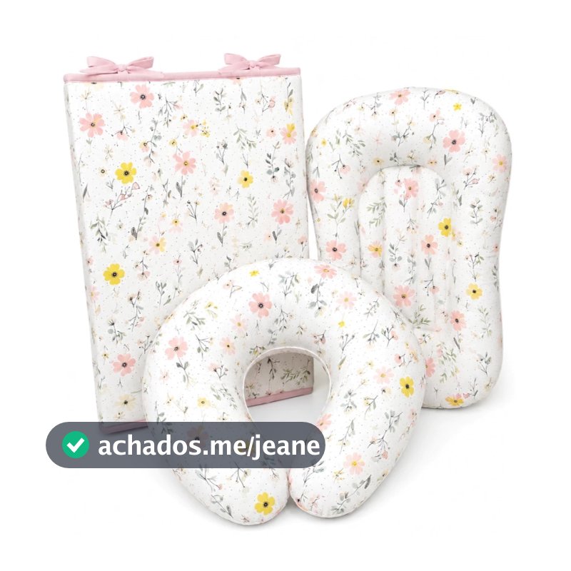 KIT 3 PEÇAS - ALMOFADA, NINHO CASULINHO MENINA MENINO E TROCADOR ANATÔMICO COM ELEVAÇÃO - ENXOVAL -RECÉM-NASCIDO
