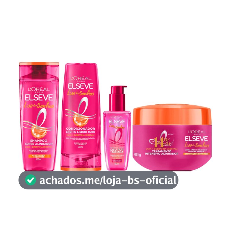 KIT ELSEVE SH + COND + SÉRUM + MÁSC LISO DOS SONHOS 4 ITENS