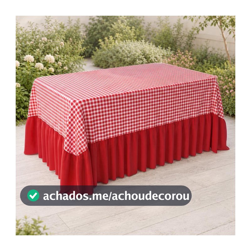 Toalha de Mesa Com Babado Decoração para Eventos Festas Estampas Xadrez Medidas