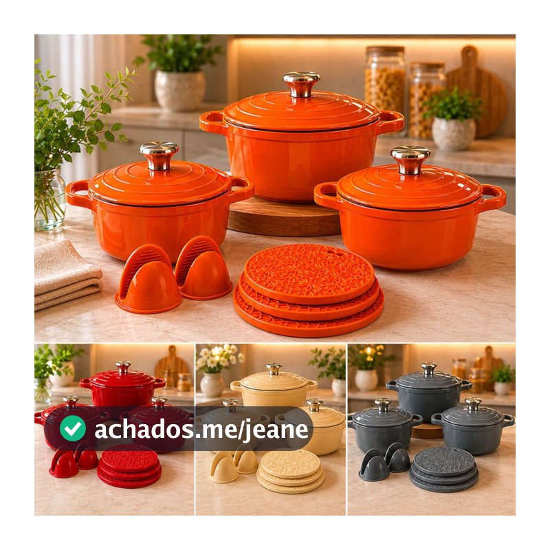Conjunto Panelas Caçarolas Cerâmica kit 8 Peças Antiaderente Fogão gas Indução vidroceramico premium moderna