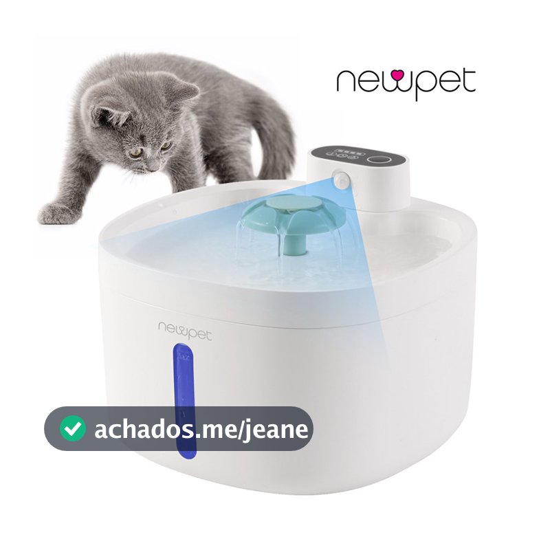 Newpet Bebedouro Fonte de Água Elevado Automático Com Filtro 3 Estágios Para Pet Cachorro Gato com Sensor e Filtro 2.6L