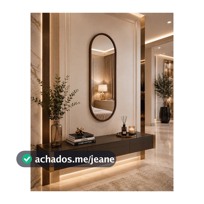 Espelho Oval Com Moldura Em Couro 100x35 90x40 70x30 50x25 Para O Seu Quarto Banheiro Sala Salão
