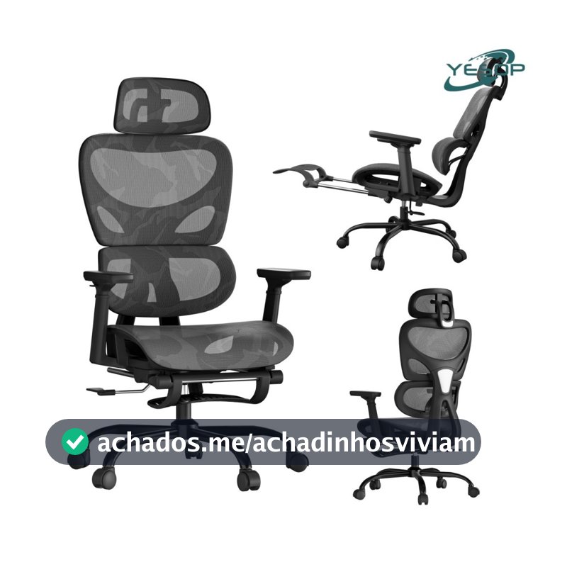 YESOP Cadeira De Escritório Ergonômica Com Apoio Lombar E De Pernas Assento Zero Gravity Cor Preto