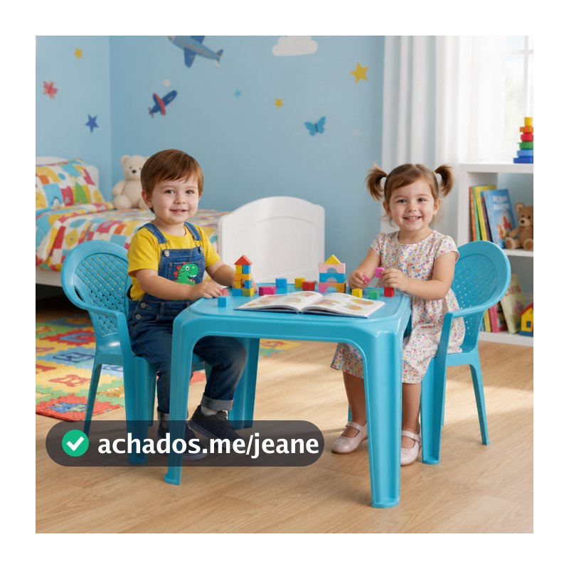 Kit Mesinha Cadeirinha Infantil Azul Rosa Brinquedoteca Mesa Cadeira Menina Menino