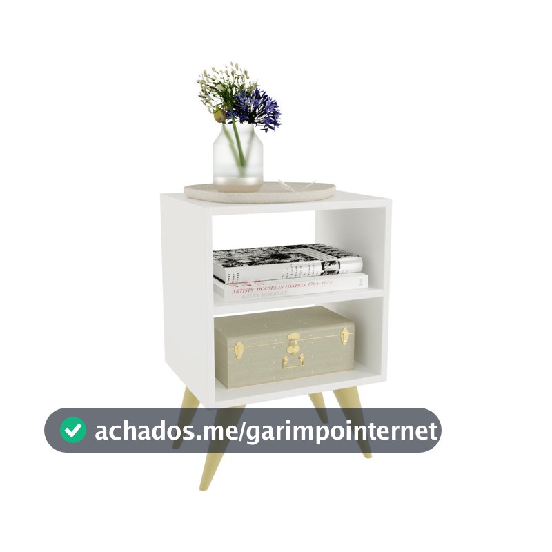 Mesa de Cabeceira Retrô Compacta com Nicho para Quarto Sala Casal ou Solteiro Palma