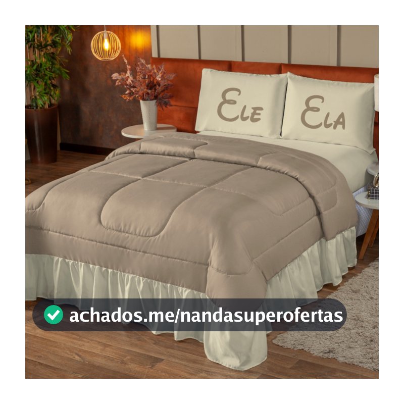 Colcha de Cama Casal/Queen ELE E ELA Queen 3 Peças