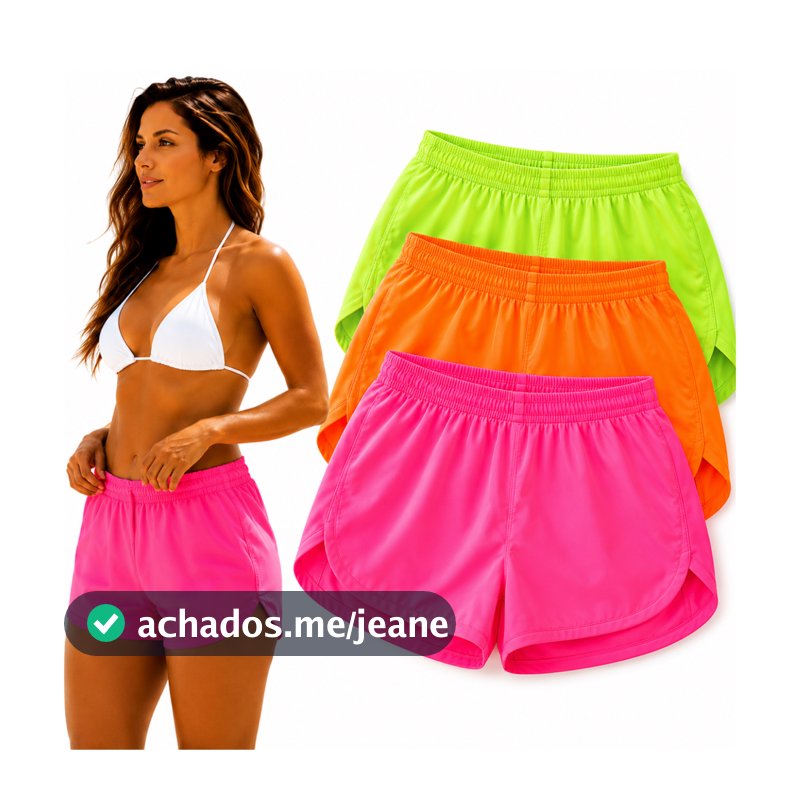 Shortinho Shorts Femininos, Tactel, Moda Praia, Academia, Caminhada, Fitness Dia a Dia