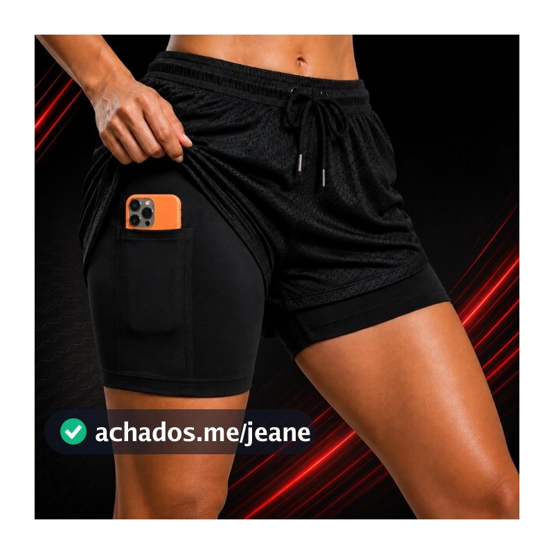 Short Dry FIT Feminino Duplo De Compressão Bermuda Feminina Academia Esporte Fitness Cintura Alta Treino
