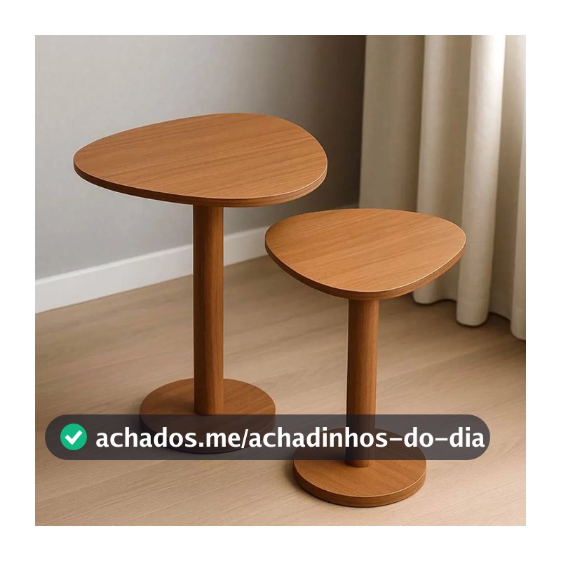 Kit 2 Mesas Laterais Monopé De Tampo Design Orgânico Mel
