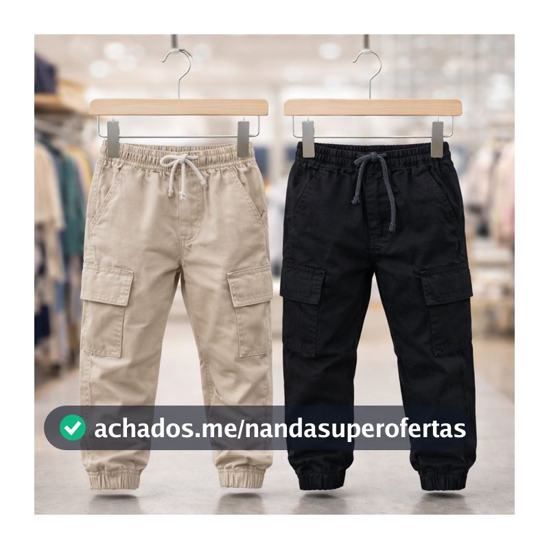 Kit 2 Calças MENINO Cargo Infantil Jogger  Moda Jogger menino