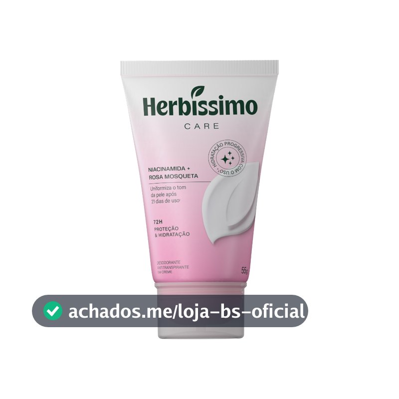 Creme Desodorante Antitranspirante Herbíssimo Care Rosa Mosqueta E Niacinamida Bisnaga 55g