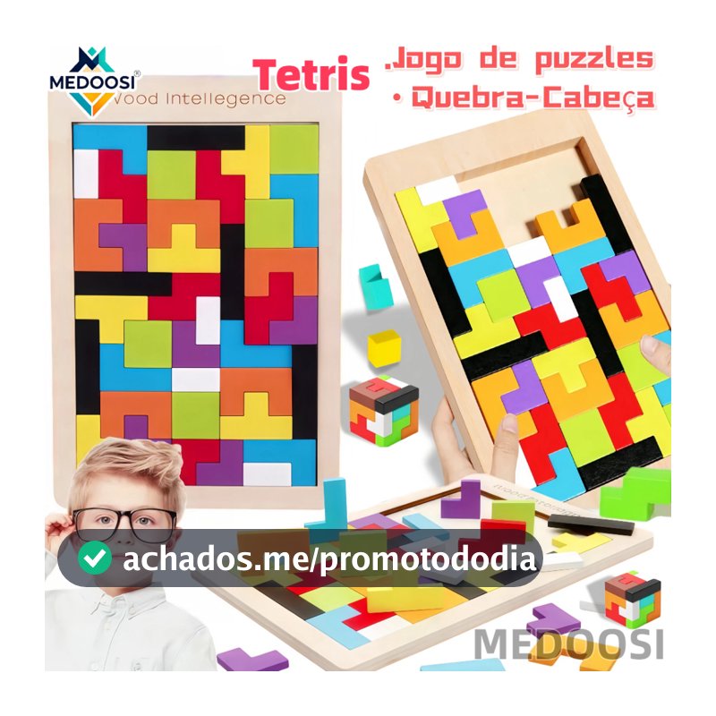 MEDOOSI Quebra-Cabeça 3D 3 em 1 Tetris De Madeira Brinquedos E Tangram /Jogo Infantil Maginação Educativo para Crianças