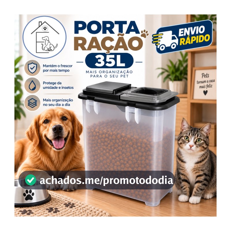 CONTAINER ORGANIZADOR PORTA RAÇÃO MEC BOX GRANDE 35L VEDADO 15KG