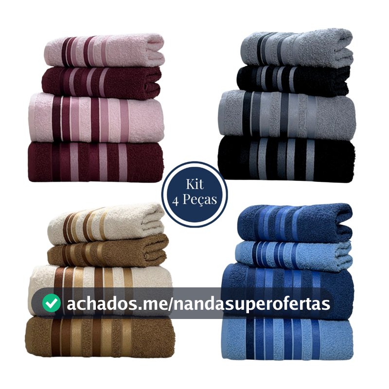 Jogo Toalha de Banho 4 Peças 100% Algodão Grossa Felpuda Super Macia Excelente Absorção New Premier Habitat