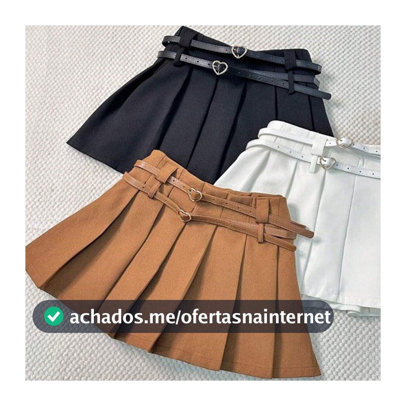 Mini Short Saia Tipo Alfaiataria Plissado Com Cinto Duplo HQ133