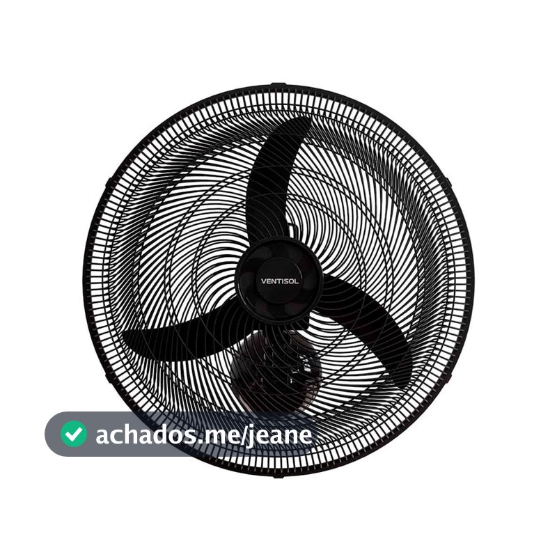 Ventilador de Parede Oscilante 50cm em Plástico Ventisol New Preto 127V