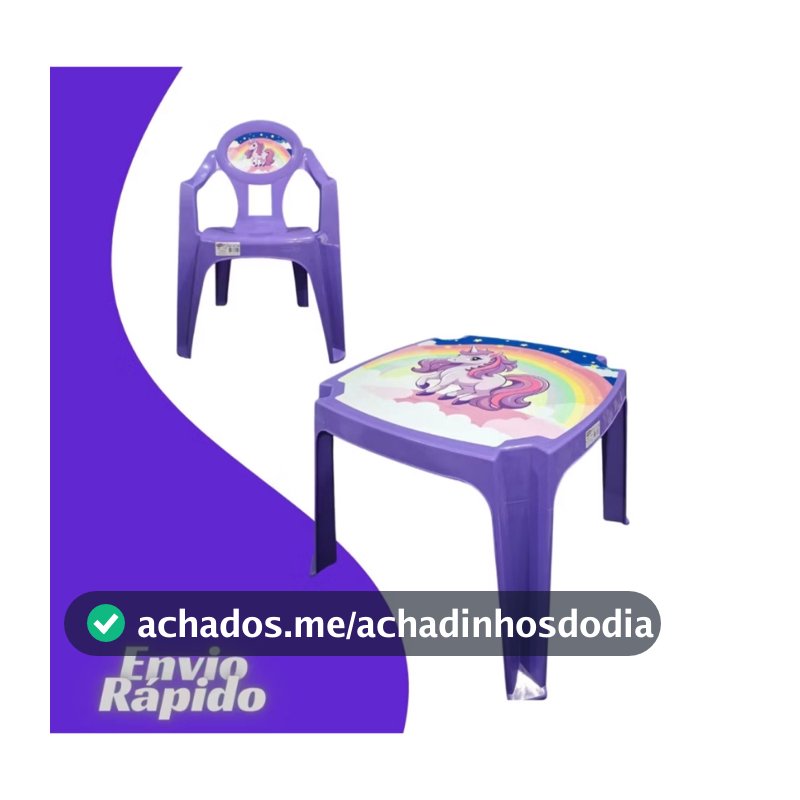 Kit Mesa e Cadeira Infantil Educativa Plastico Reforçado Mesinha Criança Para Alimentação Estudo