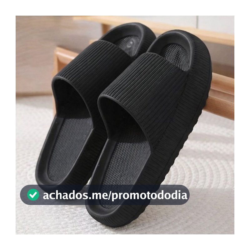 Slide Masculino Tipo Nuvem Preto Ortopédico Confortável Secagem Rápida