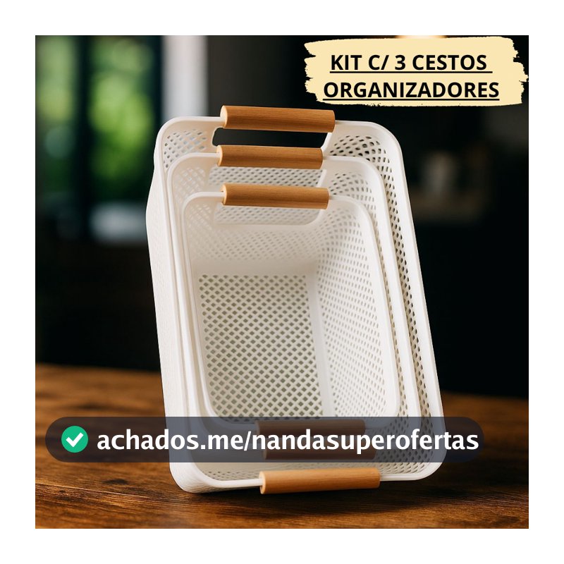 Kit de Organizadores Bambu Multiuso Organize Quarto Sala Cozinha Brinquedos e Armarios lavanderia