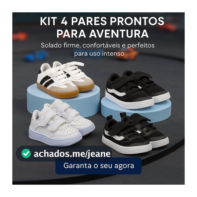 Kit 4 Tênis Infantil Menino - Conforto, Estilo e Praticidade Para Treinar Do 20 ao 27 - GARANTA JÁ!