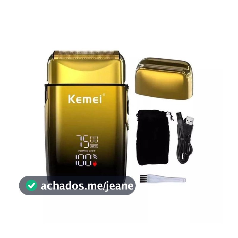 Maquina De Barbear Acabamento aparar Pelo e Cabelo Shaver Aparador Kemei-tx10 Barbeador Elétrico Com Tela Led - Bivolt
