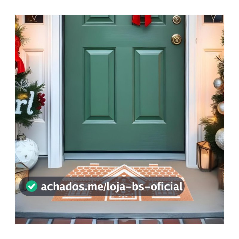 Tapete De Porta 80x53 Natalino Divertido Casa de Biscoito 3d Nt066