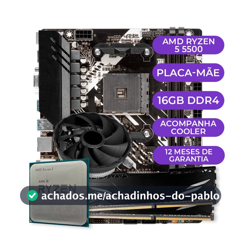 Kit Upgrade Gamer AMD Ryzen 5 5500 + B450M + 16GB DDR4