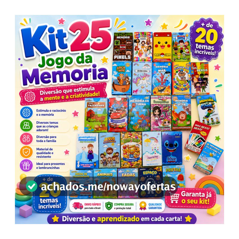 Kit 25 Jogo da Memoria Brinquedo Infantil Kit Festa Lembrancinha Prenda Educativo Didático