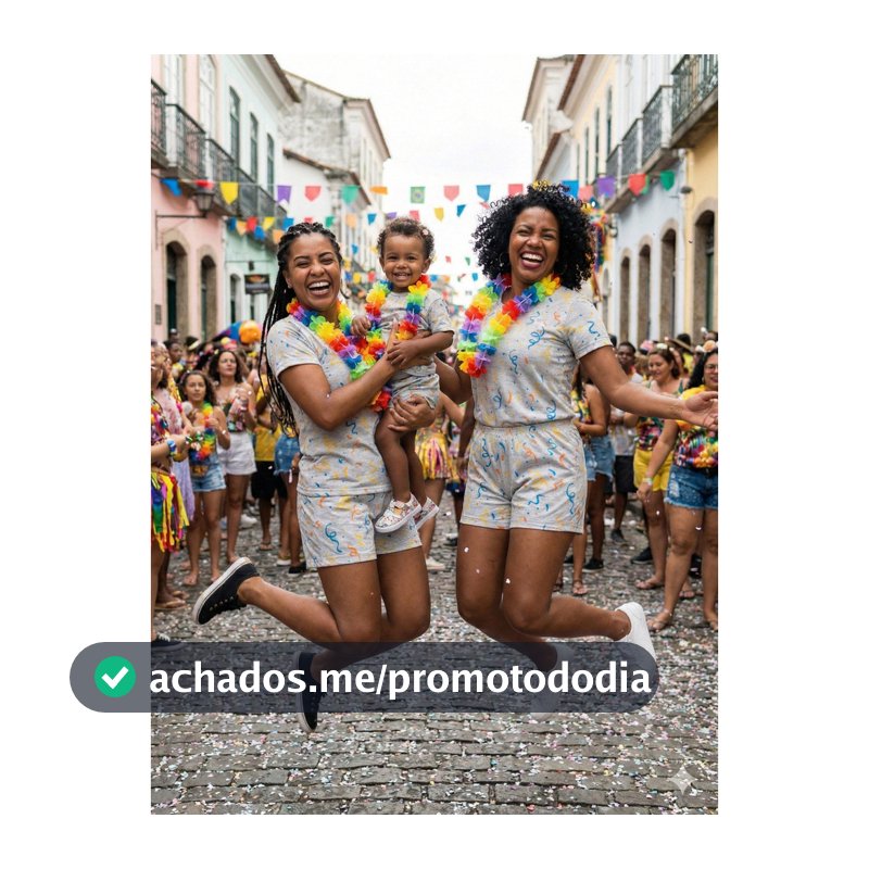 Kit 3 Pijamas Família Verão Carnaval Fantasia Colar