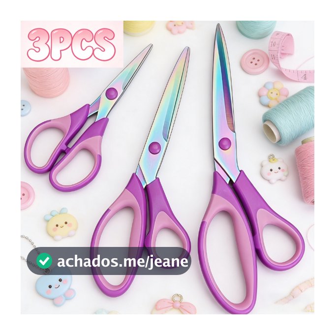 Kit 3 Unidades Tesoura De Titânio Profissional