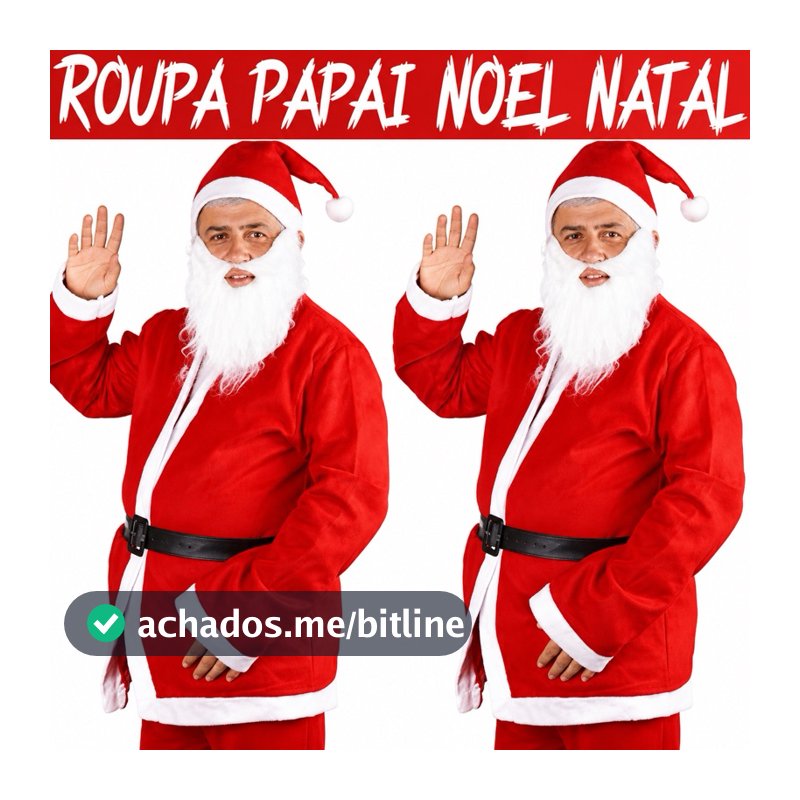 Fantasia Papai Noel Adulto Roupa Feltro Luxo 5 Peças Natal Promoção
