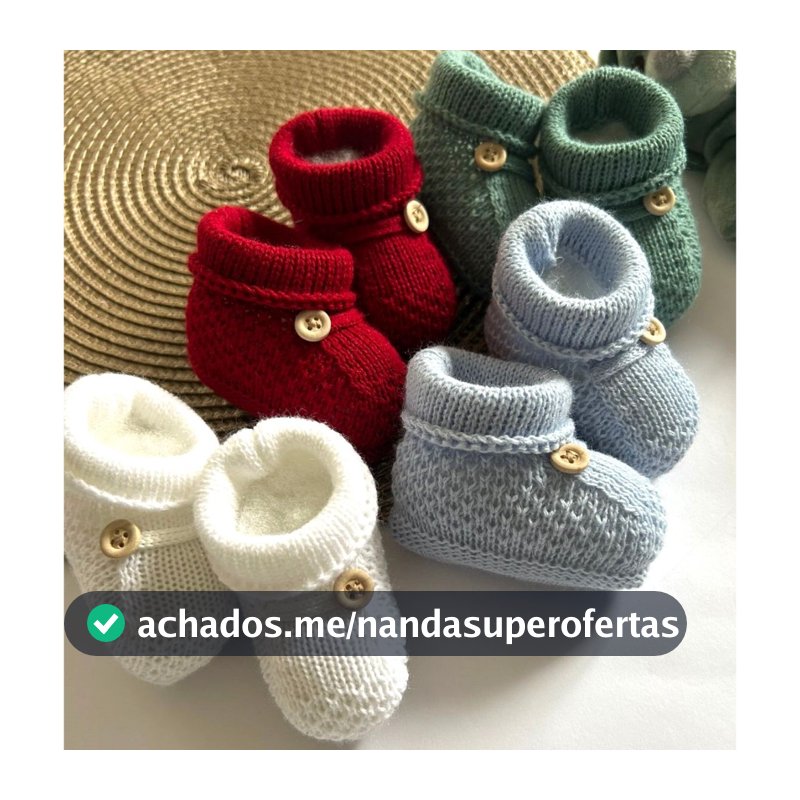 Sapatinhos de Tricô Liso para Bebê 0 a 3 Meses várias Cores