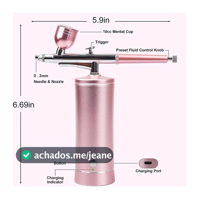 Aerógrafo Portátil com Mini Compressor - Para Unhas, Bolo, Maquiagem, Cabelo