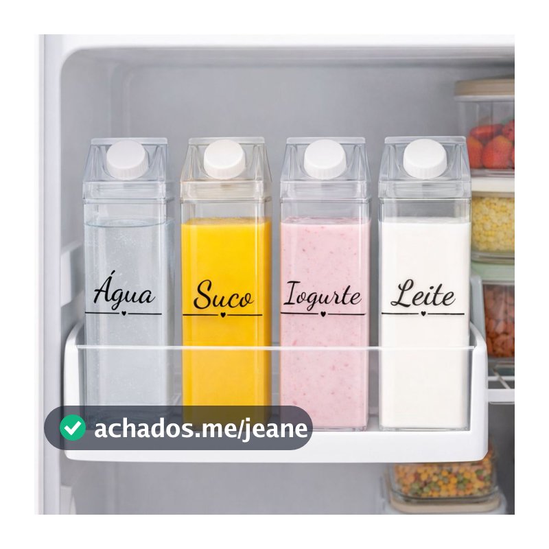 Garrafa Organizadora Transparente para Chá, Achocolatado, Suco ou Água 500ml