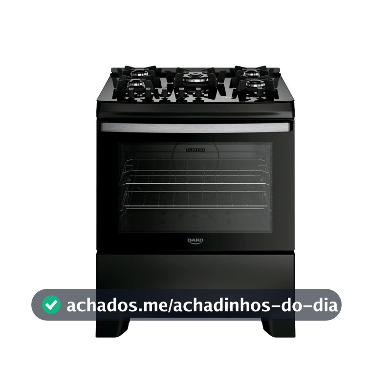 Fogão 5 Bocas Dako Supreme Black Glass Digital Bivolt
