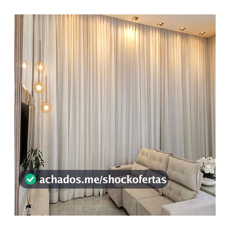 Cortina Trilho Suíço Duplo Voil Linho + Forro Blackout 5,00 x 2,30/2,40/2,50/2,60/2,70/2,80 Alto Padrão