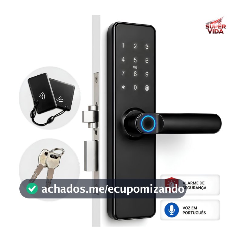 Fechadura Inteligente Digital 4 em 1 Biométrica Impressão Digital Senha Cartão Chave Residencial -Knup