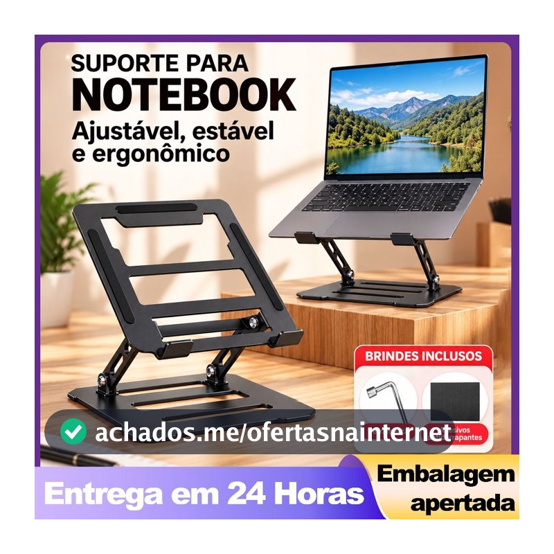 Base para Notebook Giratória 360° em Alumínio Ajustável e Ergonômica para Laptop de 10 a 17 Polegadas