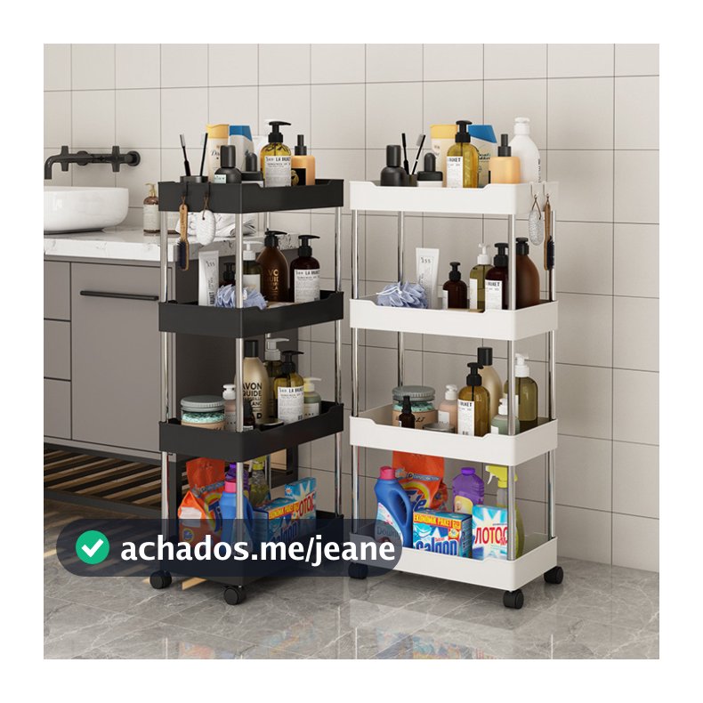 Organizador Móvel De 4 Níveis Para Diversos Objetos e  Rodinhas Com Rodízios