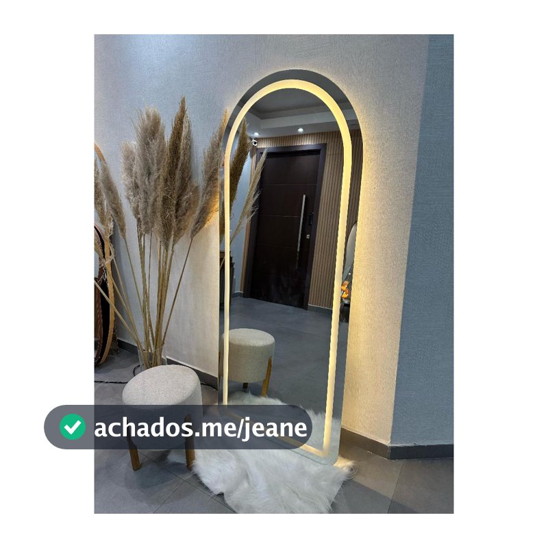 Espelho Base Reta Com Led Jateado 115cm x 60cm 150cm x 60cm 170cm x 70cm Quarto Sala Salão Loja