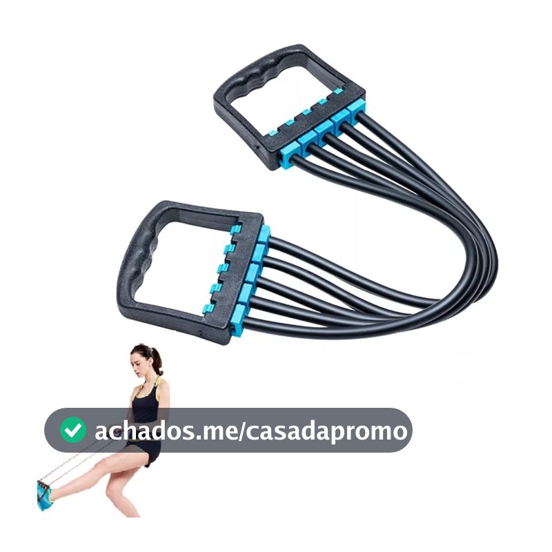 Elástico Extensor com Alça para Treinos Físicos em Casa Multifuncional Ajustável para Controle de Intensidade Musculação Fitness 5 Elásticos Fortes e Resistentes
