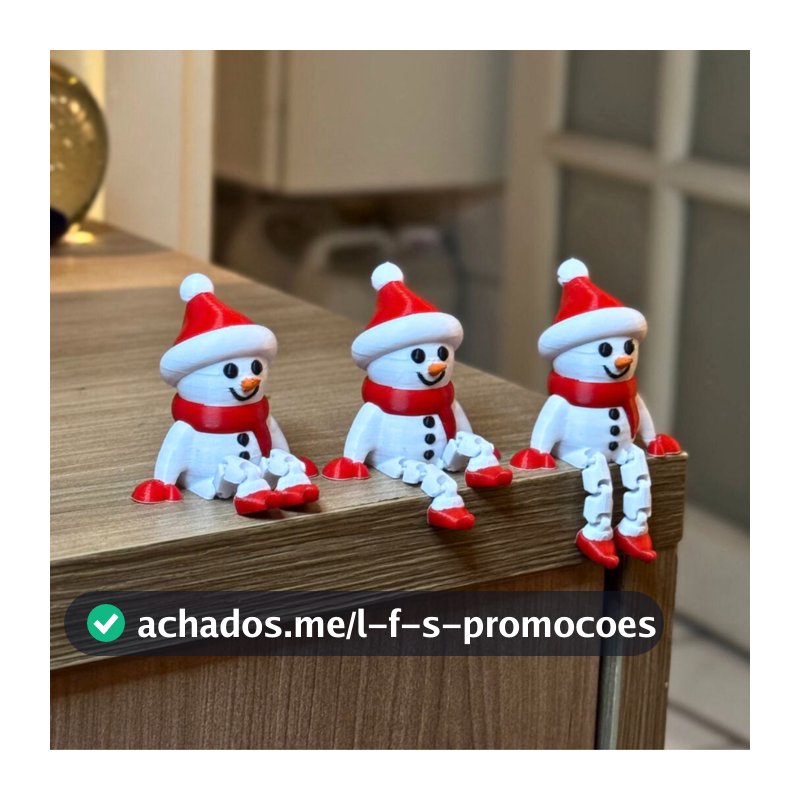 Boneco de Neve Articulado Natalino | Sentado com Pernas Articuladas | Decoração De Natal