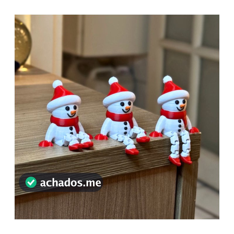 Boneco de Neve Articulado Natalino | Sentado com Pernas Articuladas | Decoração De Natal