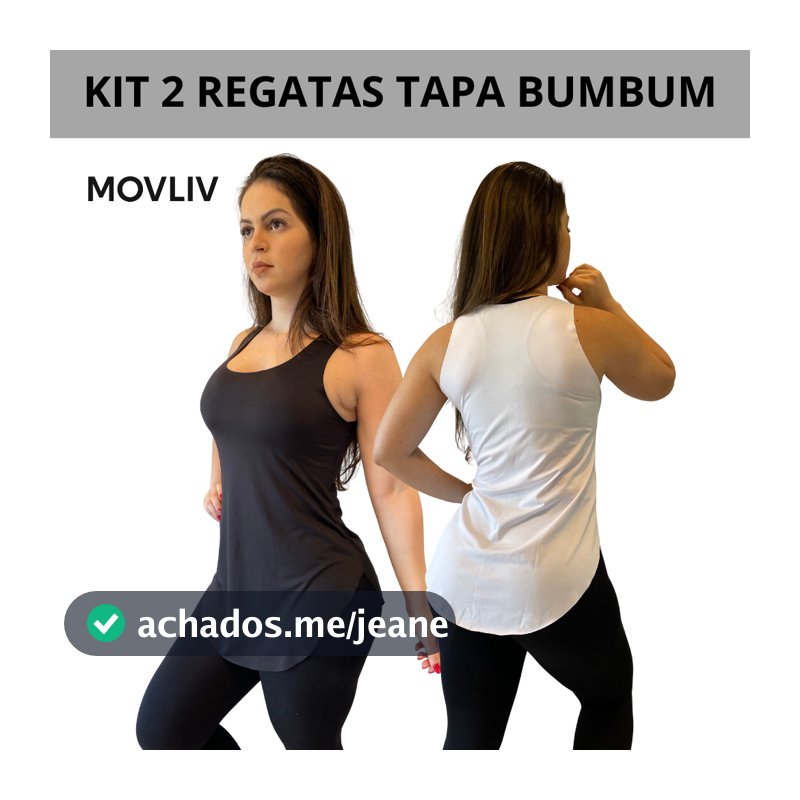 Kit 2 Regata Feminina Fitness Basica Tapa Bumbum Soltinha Academia Crossfit Corrida Malhar Treino